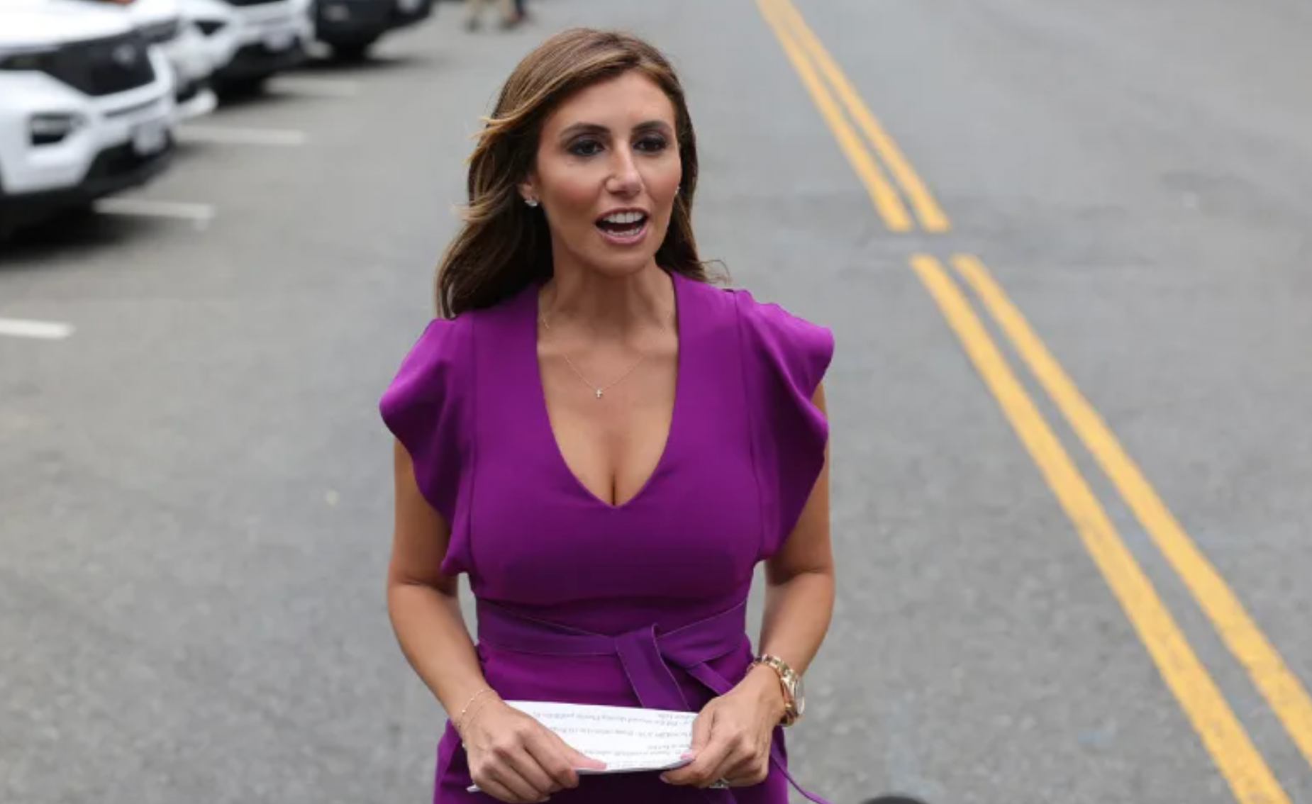 alina habba purple dress President Trump's 'Stunning' Lawyer Turns Heads With Birthday Photo