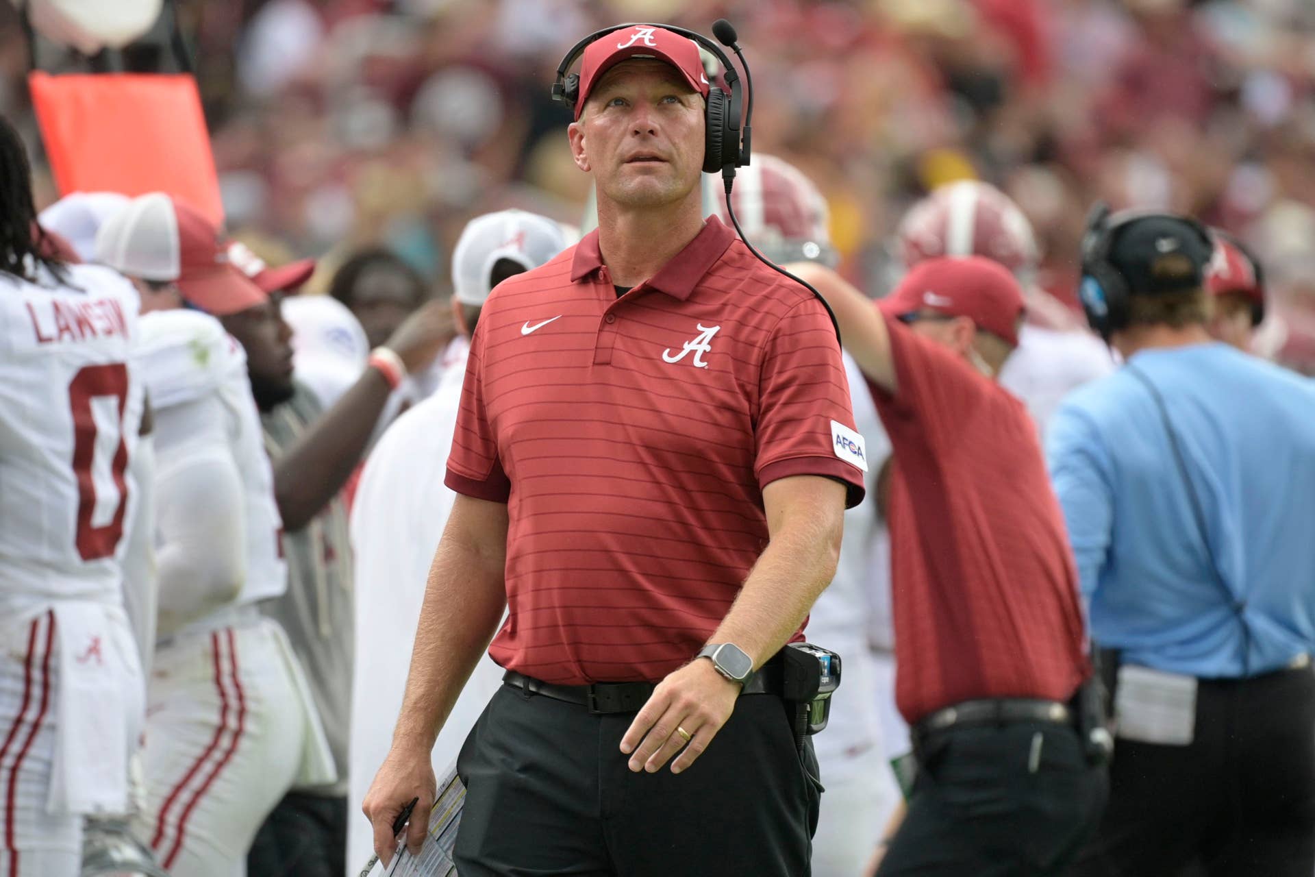 Kalen DeBoer on Alabama's sideline.