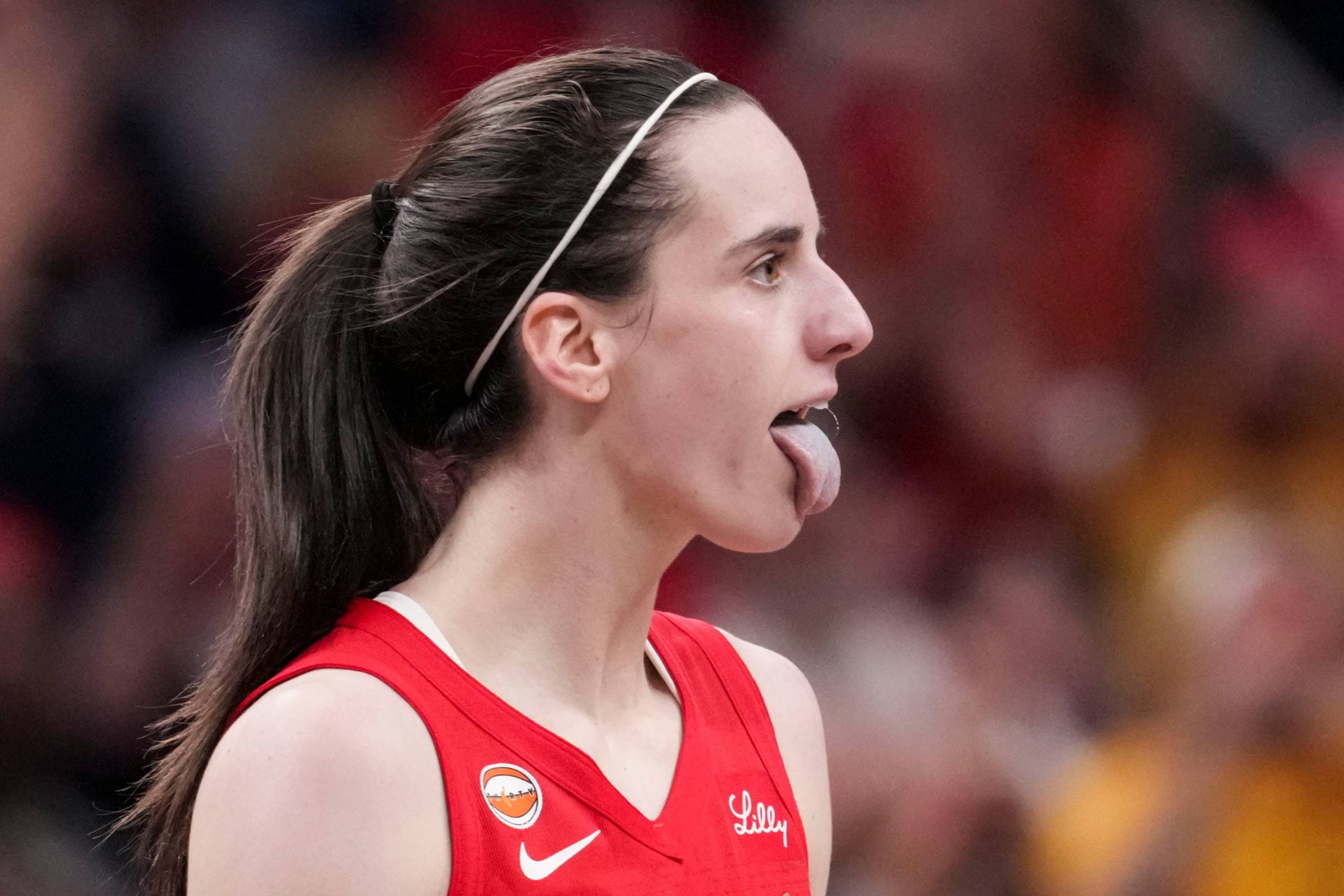 Caitlin Clark of the Indiana Fever celebrates.