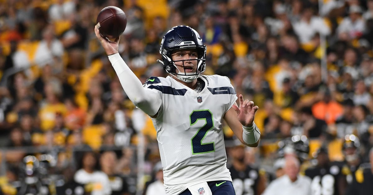 Jacob Eason of the Seattle Seahawks throws a pass in the third News  Photo - Getty Images