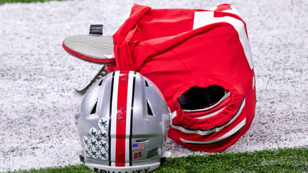 Ohio State football helmet and pads.