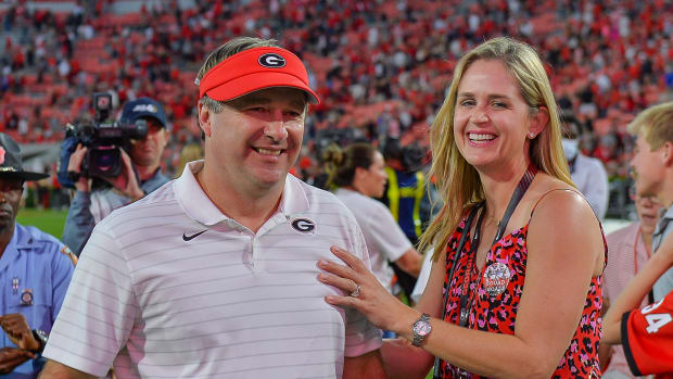 Georgia head coach Kirby Smart and his wife Mary Beth.