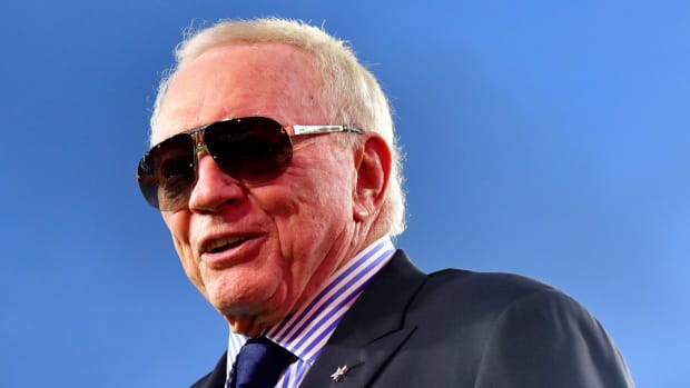 Dallas Cowboys owner Jerry Jones on the field.