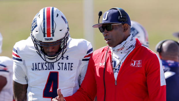 Deion Sanders coaching for Jackson State.