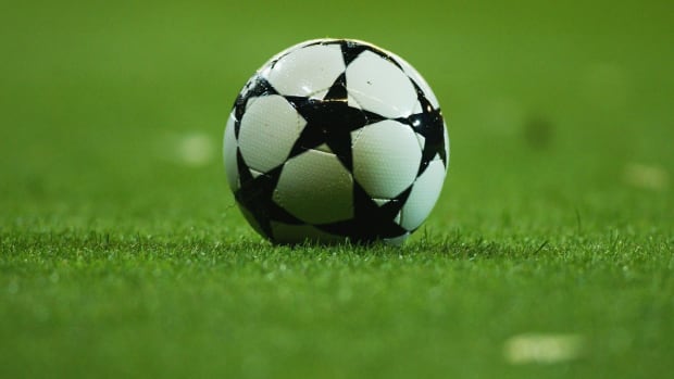 A view of the UEFA Champions League soccer ball.