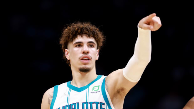 Charlotte Hornets guard LaMelo Ball in 2021.