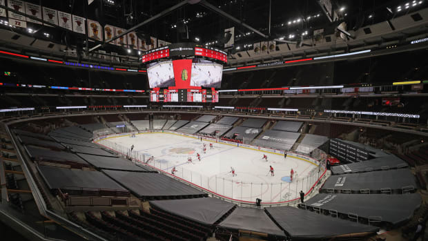 General view of the Chicago Blackhawks arena.