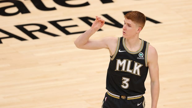 Kevin Huerter on the court for the Hawks.