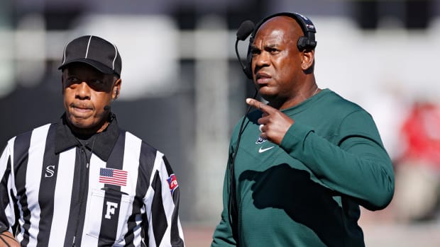 Mel Tucker on the sidelines for the Spartans.