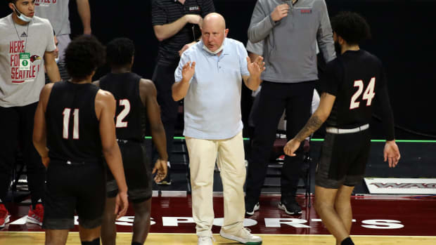 Seattle coach Jim Hayford during a college basketball game vs. Grand Canyon.