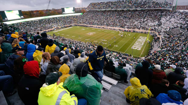 A general view of Spartan Stadium during a Michigan State football game.
