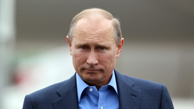 Vladimir Putin at a world leaders conference.