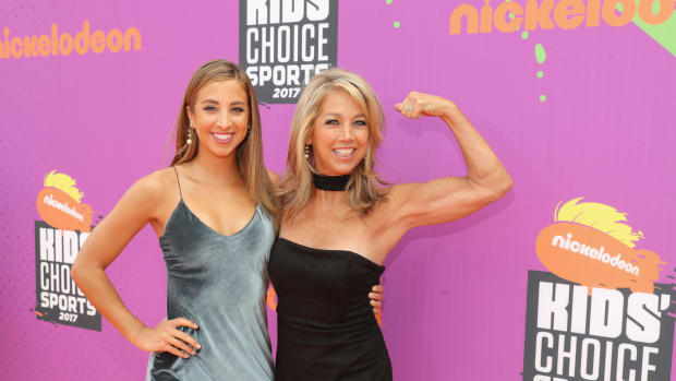 Katie Austin and her mom on the red carpet