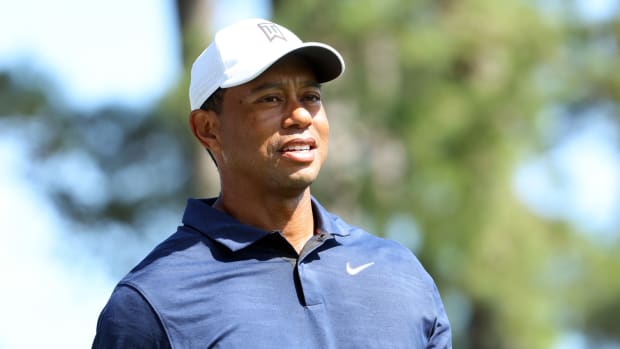 Tiger Woods at The Masters on Monday