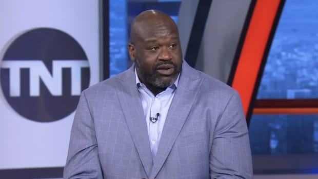 Shaquille O'Neal on the TNT set