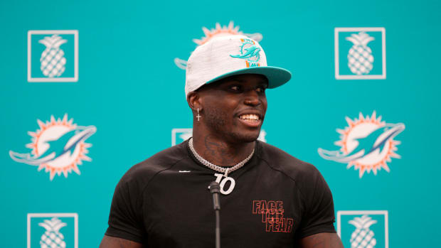 Tyreek Hill introduced as the newest member of the Dolphins.