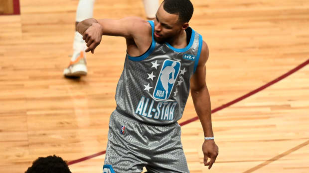 Steph Curry in the NBA All-Star Game in Cleveland.