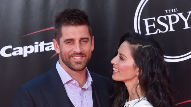 Aaron Rodgers at the ESPYs with Olivia Munn.
