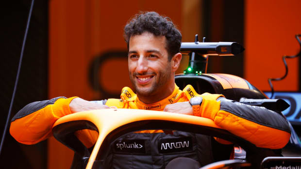 Daniel Ricciardo of Australia and McLaren poses ahead of the F1 Grand Prix.