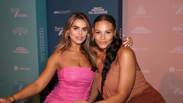 HOLLYWOOD, FLORIDA - JULY 23: Brooks Nader (L) and Marquita Pring attends the Sports Illustrated Swimsuit celebration of the launch of the 2021 Issue at Seminole Hard Rock Hotel & Casino on July 23, 2021 in Hollywood, Florida. (Photo by Rodrigo Varela/Getty Images for Sports Illustrated Swimsuit)