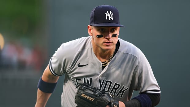 New York Yankees third baseman Josh Donaldson on the field in Baltimore.