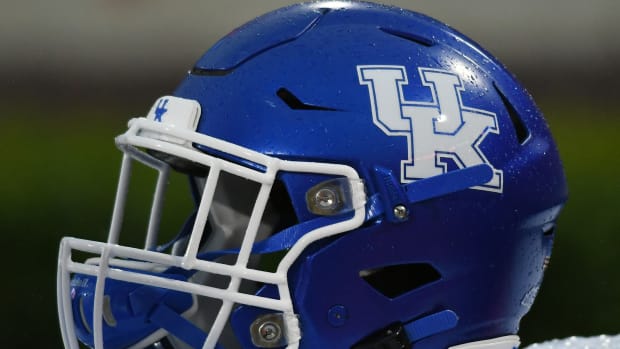 ATHENS, GA - OCTOBER 19: Kentucky Wildcats helmet during the game between the Kentucky Wildcats and the Georgia Bulldogs on October 19, 2019, at Sanford Stadium in Athens, Ga.(Photo by Jeffrey Vest/Icon Sportswire via Getty Images)
