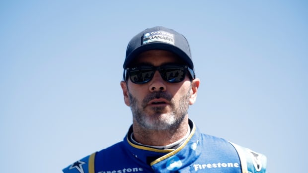 Legendary racing driver Jimmie Johnson during the IndyCar qualifying races.