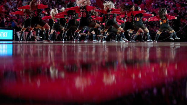 Miami Heat dancers before a game during the 2021-22 regular season.