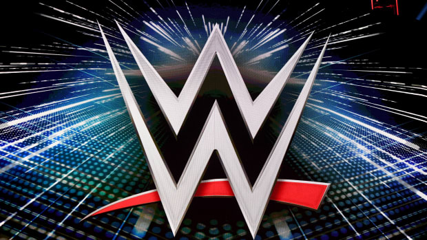 LAS VEGAS, NEVADA - OCTOBER 11:  A WWE logo is shown on a screen before a WWE news conference at T-Mobile Arena on October 11, 2019 in Las Vegas, Nevada. It was announced that WWE wrestler Braun Strowman will face heavyweight boxer Tyson Fury and WWE champion Brock Lesnar will take on former UFC heavyweight champion Cain Velasquez at the WWE's Crown Jewel event at Fahd International Stadium in Riyadh, Saudi Arabia on October 31.  (Photo by Ethan Miller/Getty Images)