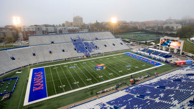 A general view of Kansas' football stadium.