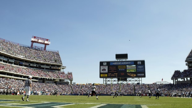A field level view of the Tennessee Titans stadium.