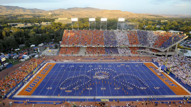 A general view of Boise State's blue field.