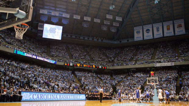 A general view of play during a UNC basketball game.