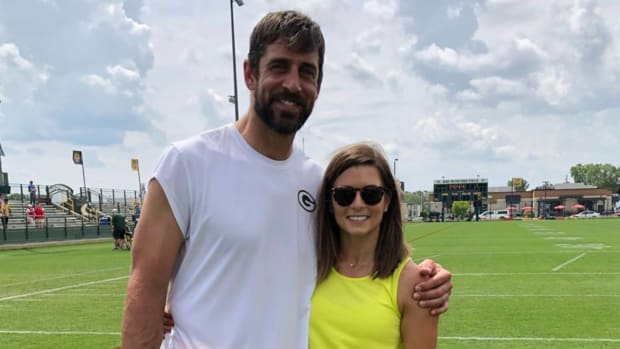 Danica Patrick and Aaron Rodgers in Green Bay.