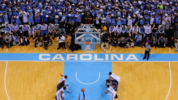 A general view of a game being played between Duke and UNC.