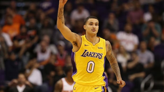 Kyle Kuzma playing for the Los Angeles Lakers.