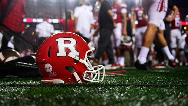 A Rutgers football helmet.