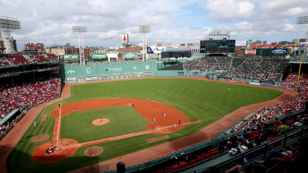 A general view of Fenway Park during a Red Sox game.