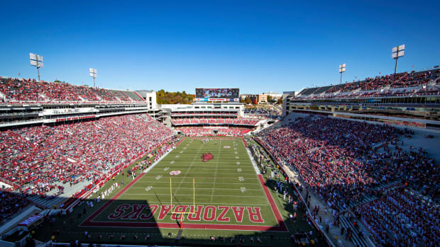 A general view of Arkansas' football stadium.