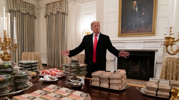 president Donald Trump at the white house dinner. He is currently working to get the Big Ten football season restored for the fall.