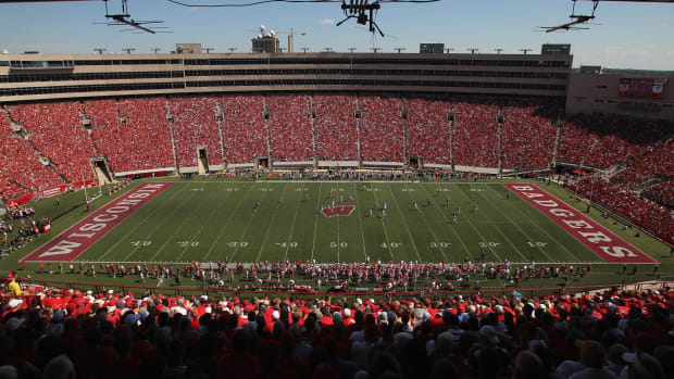 A view of Wisconsin's Camp Randall from midfield.