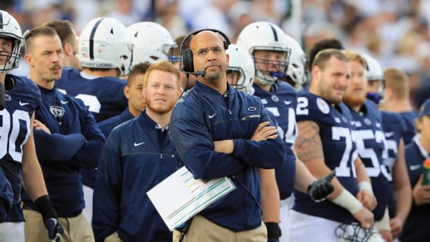 Penn State Nittany Lions head coach James Franklin looks on against the USC Trojans.