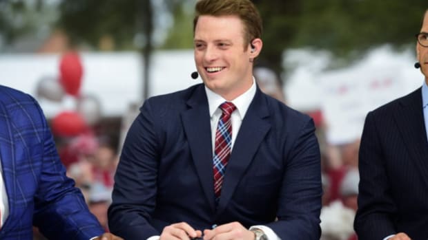 Greg McElroy while on TV for the SEC Network.