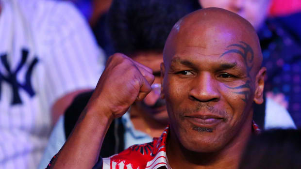 Mike Tyson at a boxing fight.