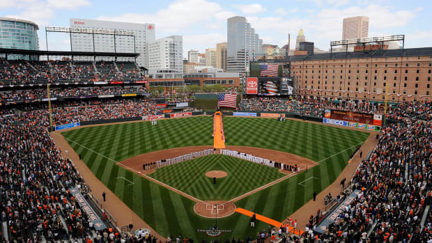 A general view of Camden Yards home of the Baltimore Orioles in the AL East.