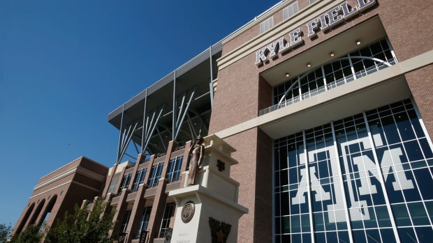 An exterior view of Texas A&M's football stadium.