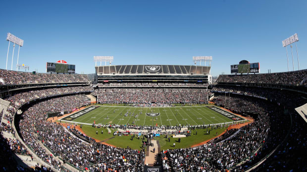 A general view of the Oakland Raiders stadium.