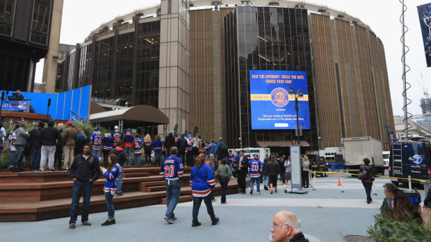 An exterior view of Madison Square Garden.