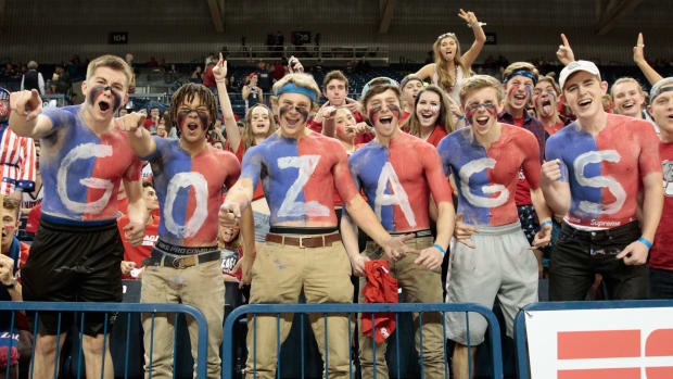 A general view of Gonzaga basketball fans.