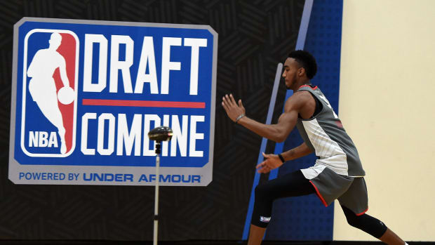 Terrance Ferguson competes in the combine.